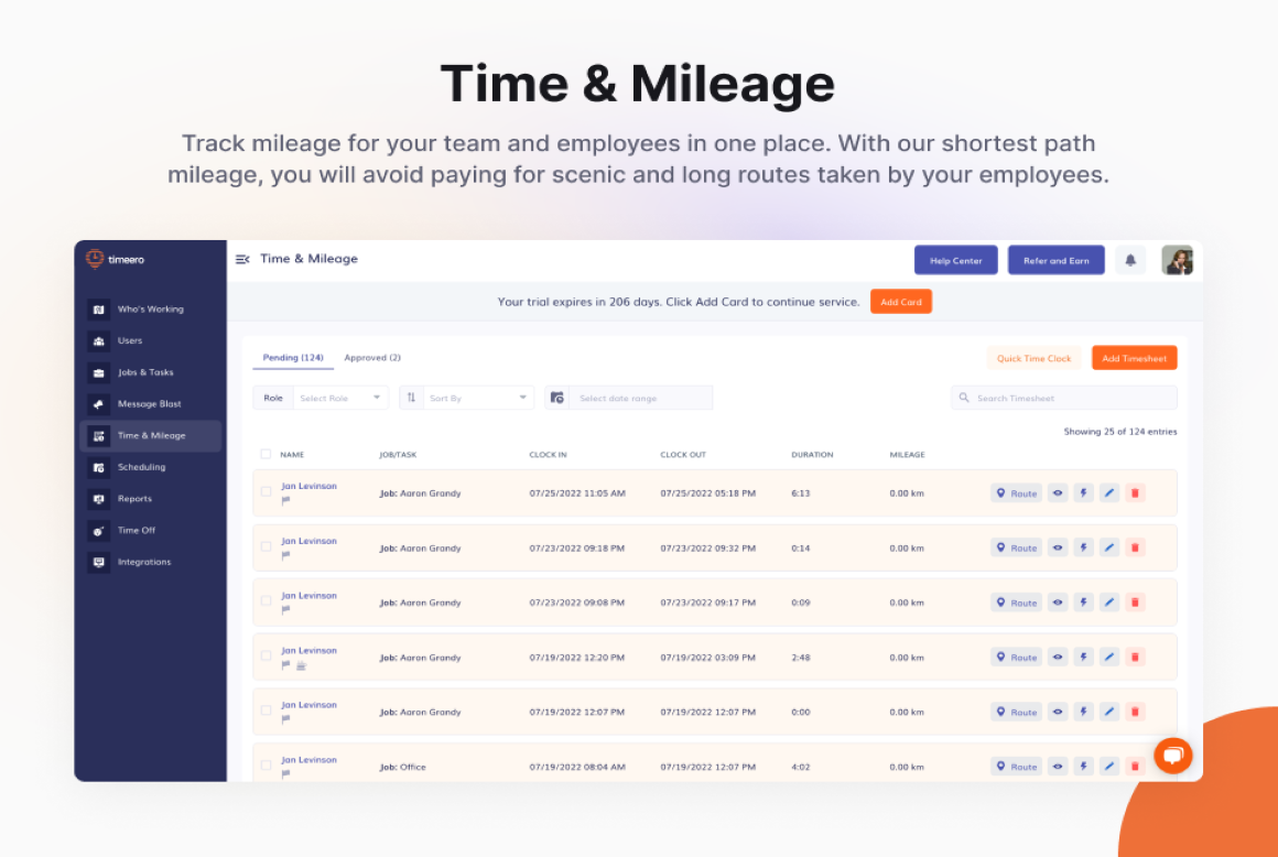 Time & mileage