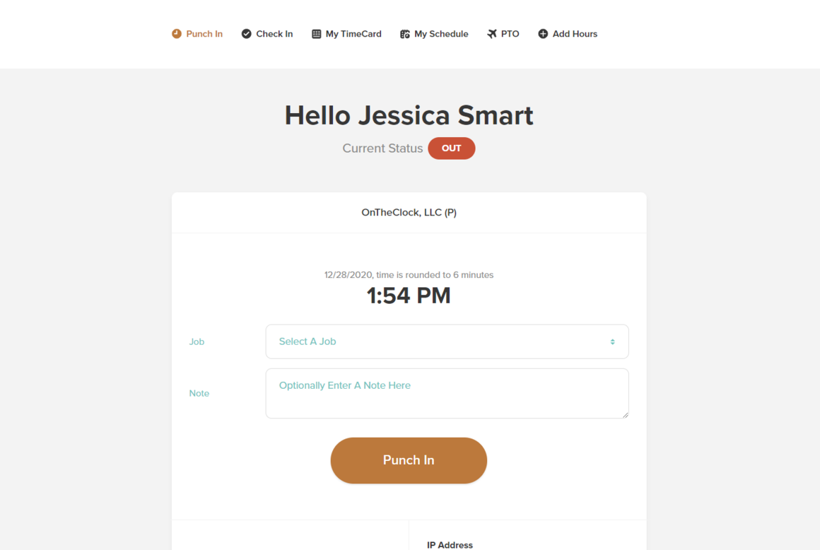 OnTheClock application