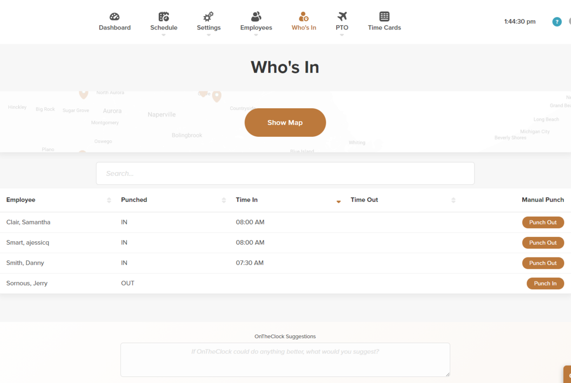 OnTheClock application