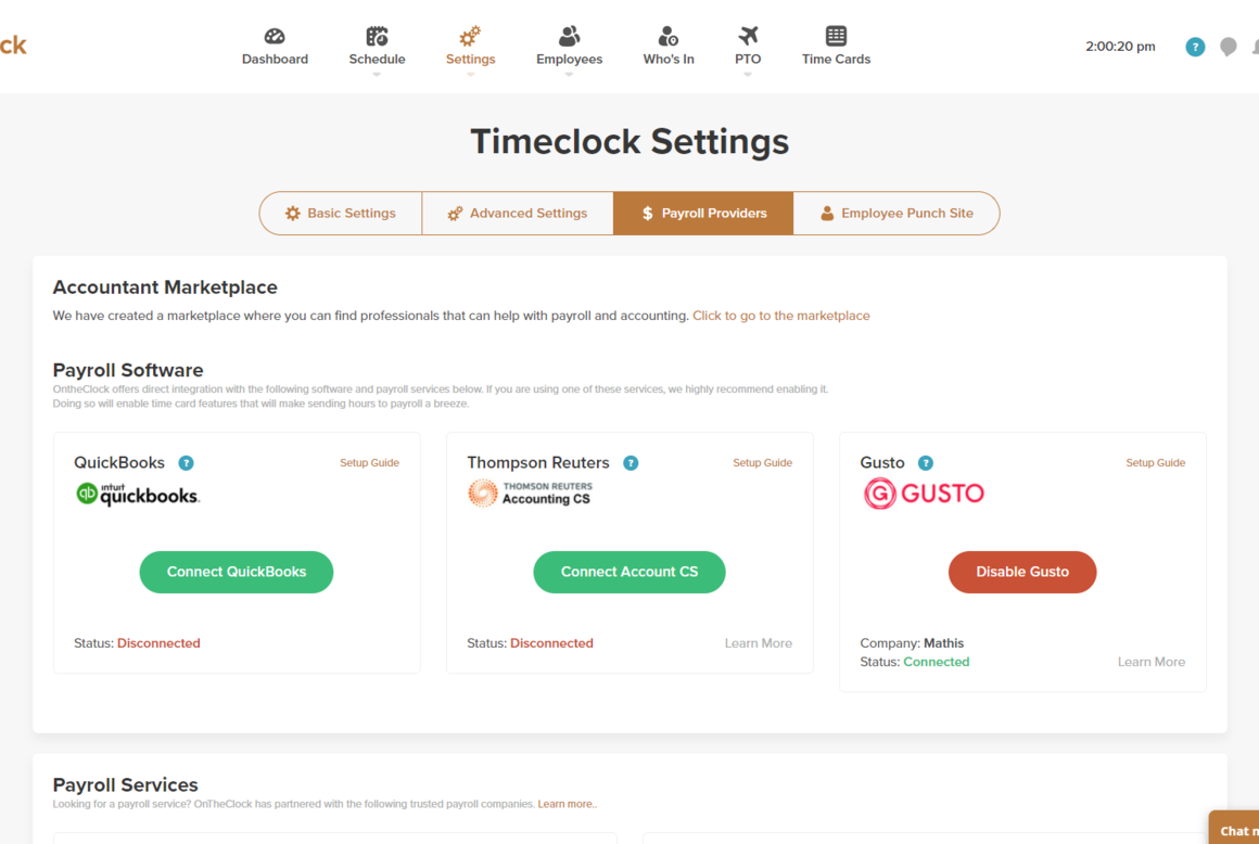 OnTheClock integration