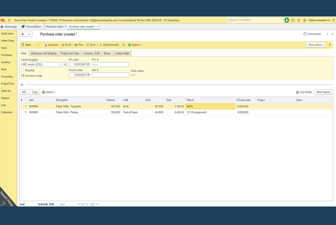 AccountingSuite application