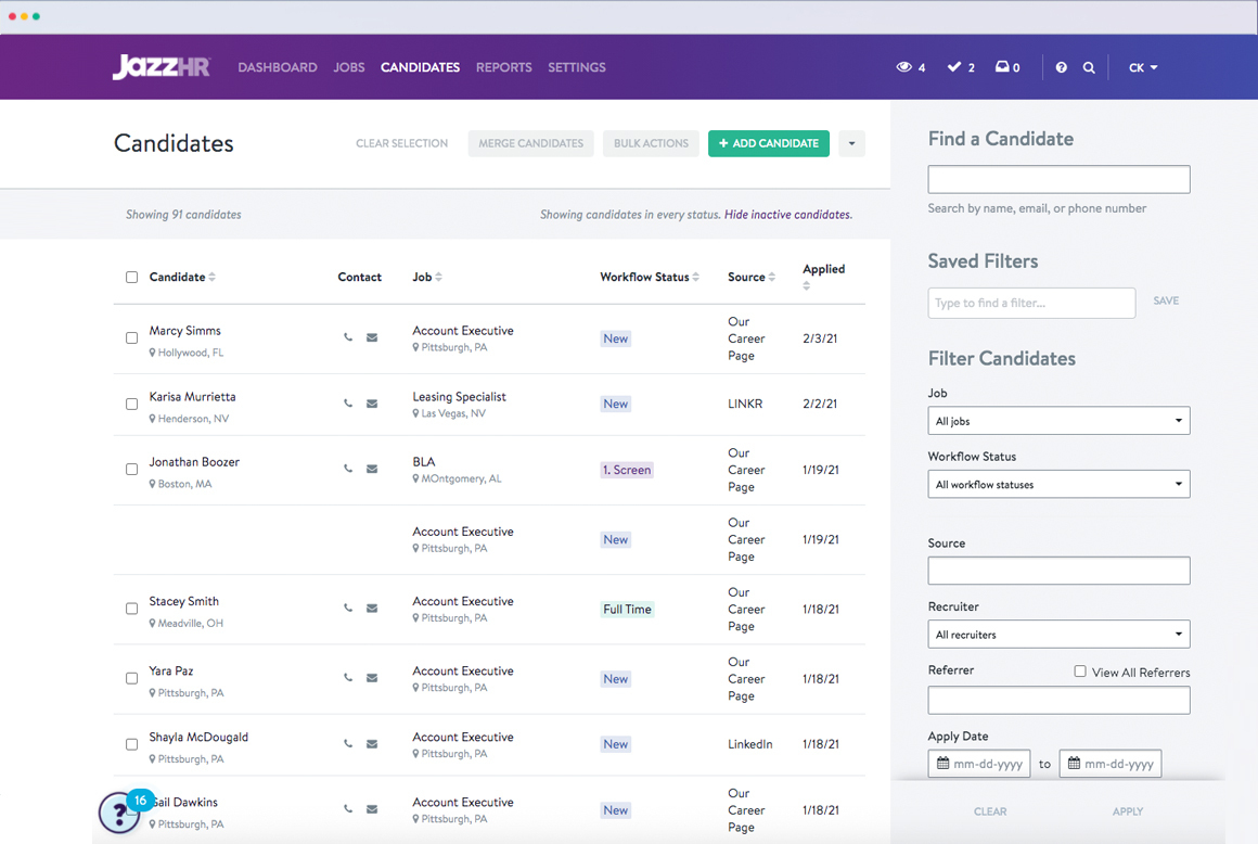 JazzHR Dashboard