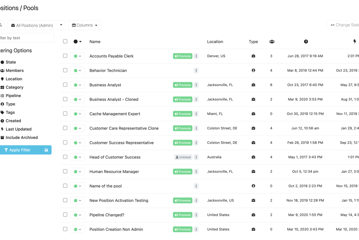 Positions in Breezy