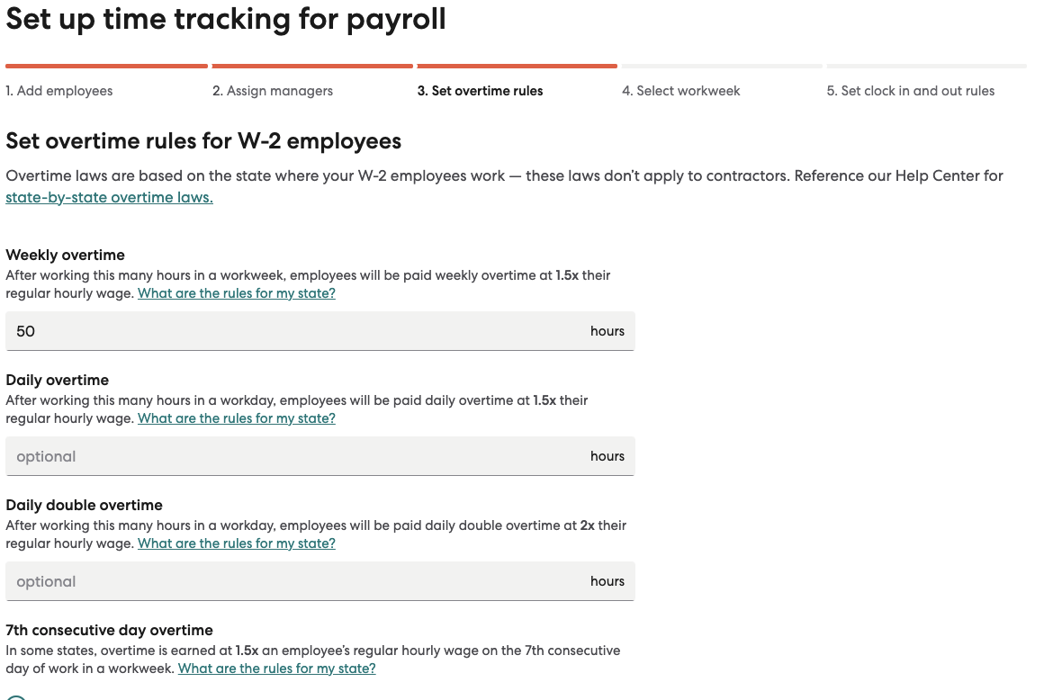 Third step in Time Tracking flow