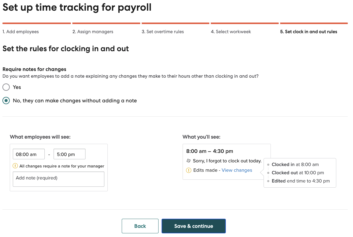 Fifth step in Time Tracking flow
