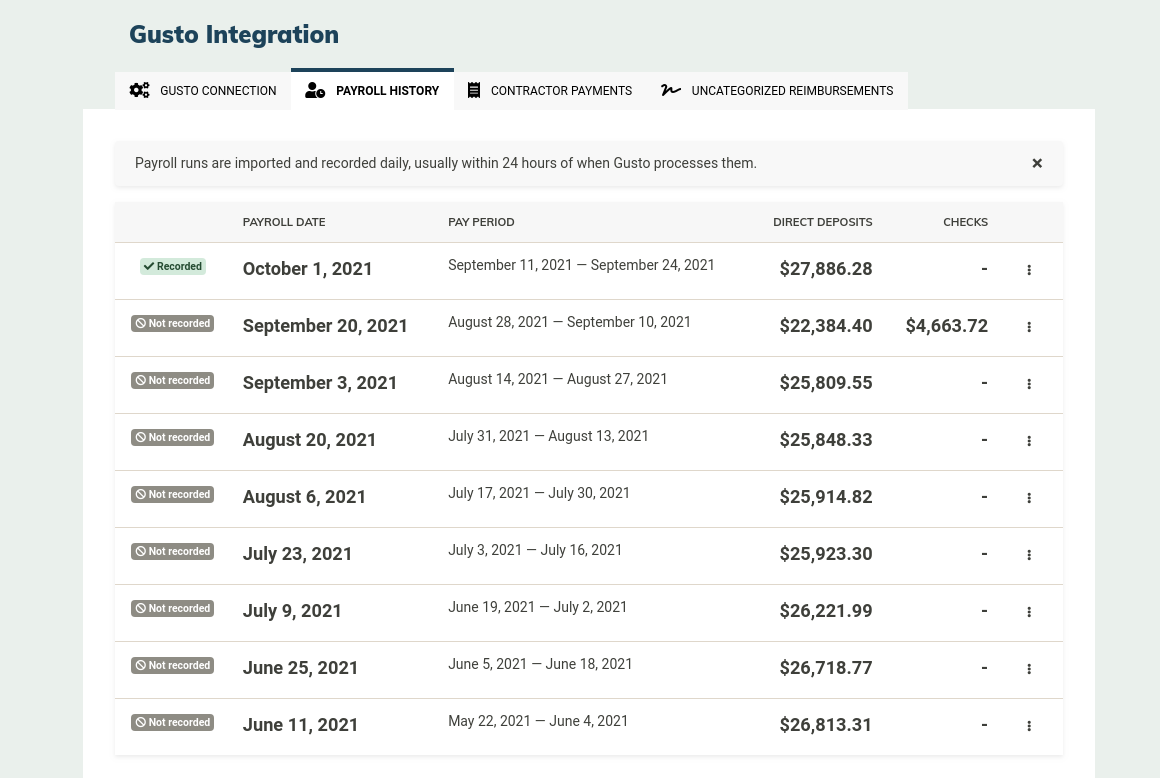 Payroll history
