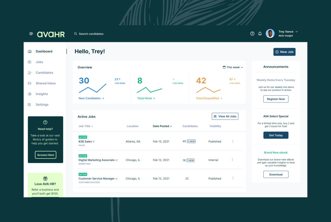 AvaHR Dashboard