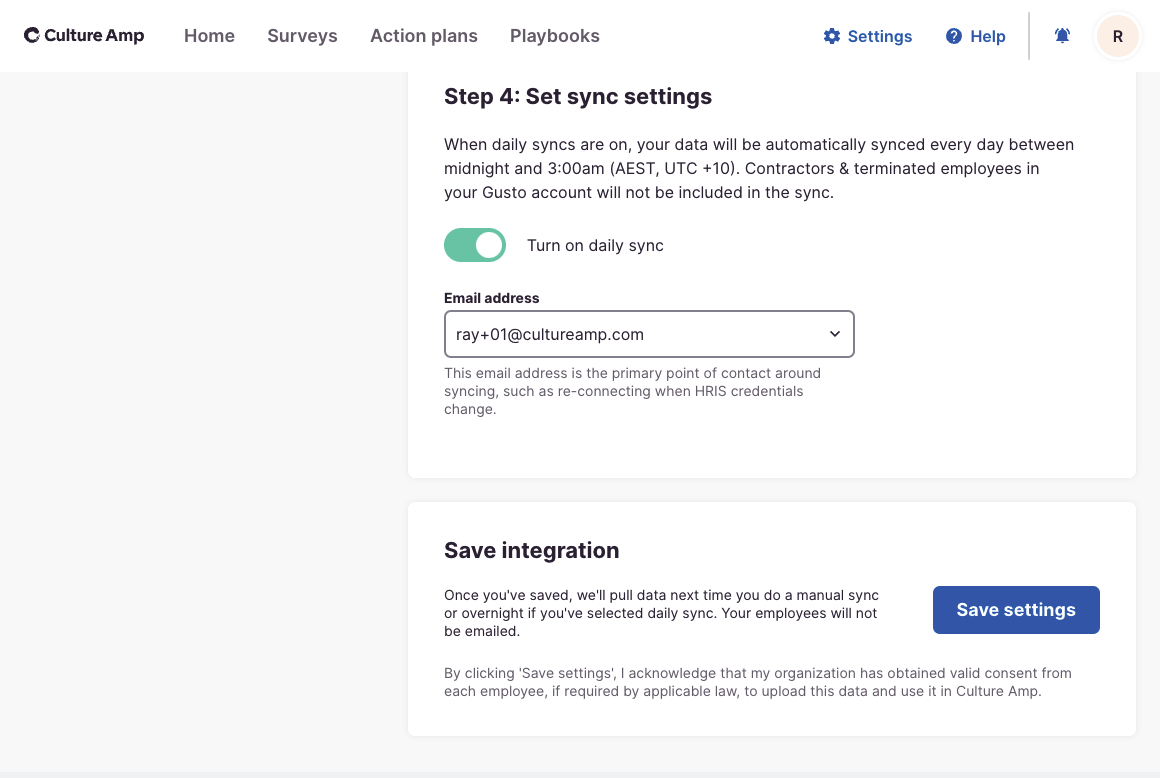 Daily sync option