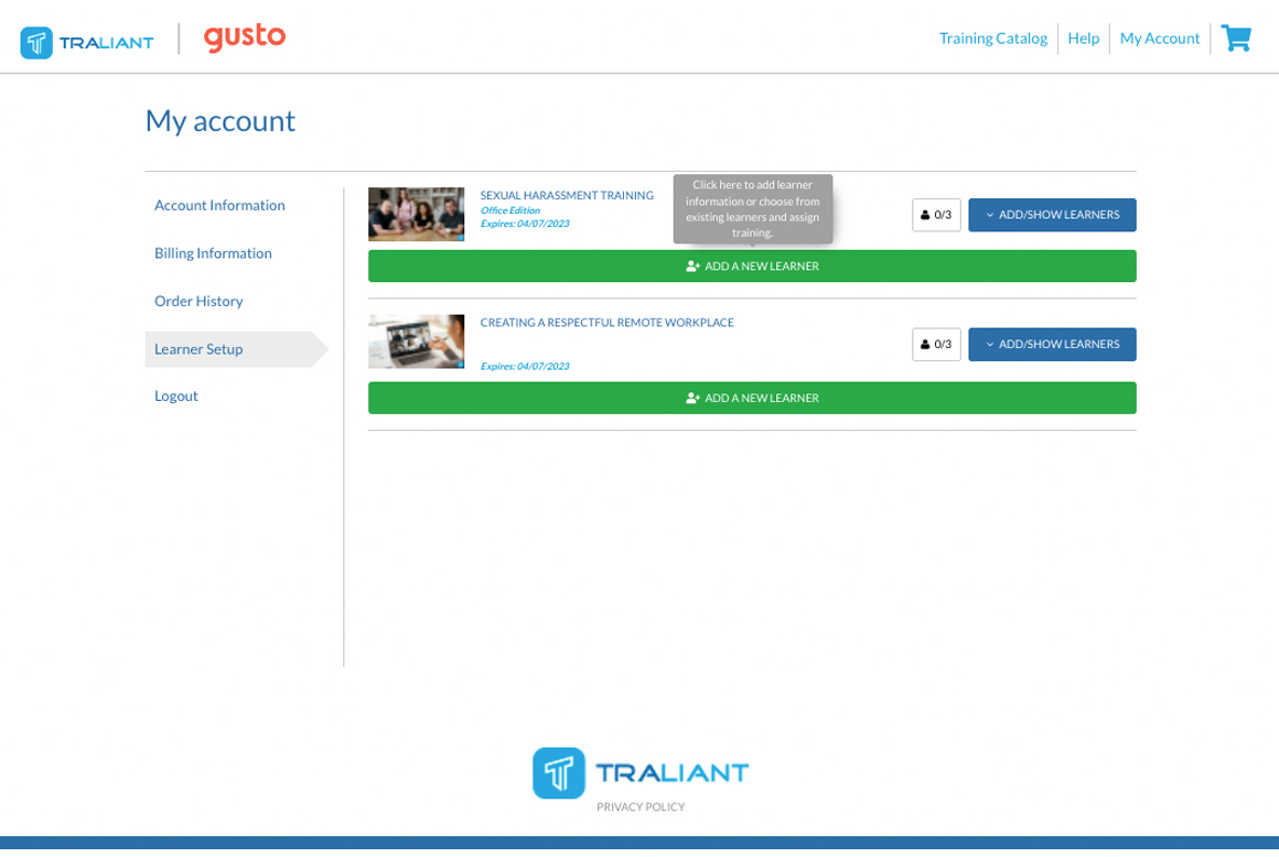 My Account Page
