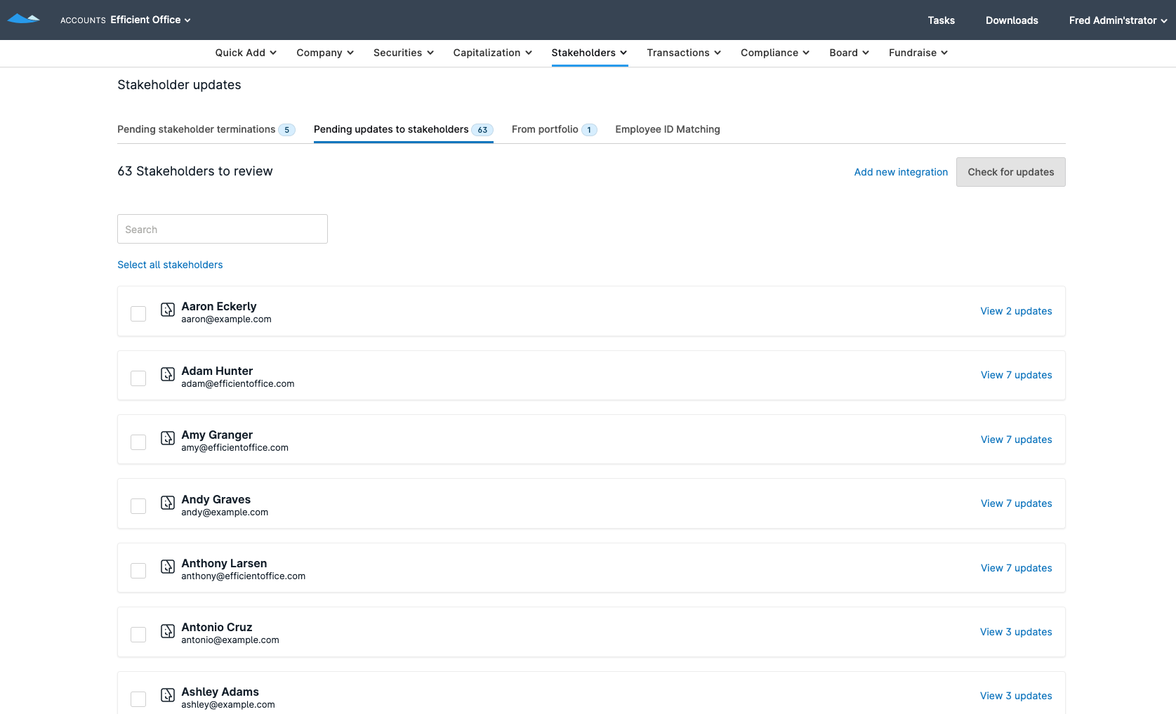 Updating stakeholders