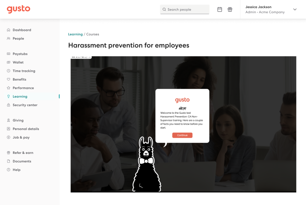 Learning - Course page