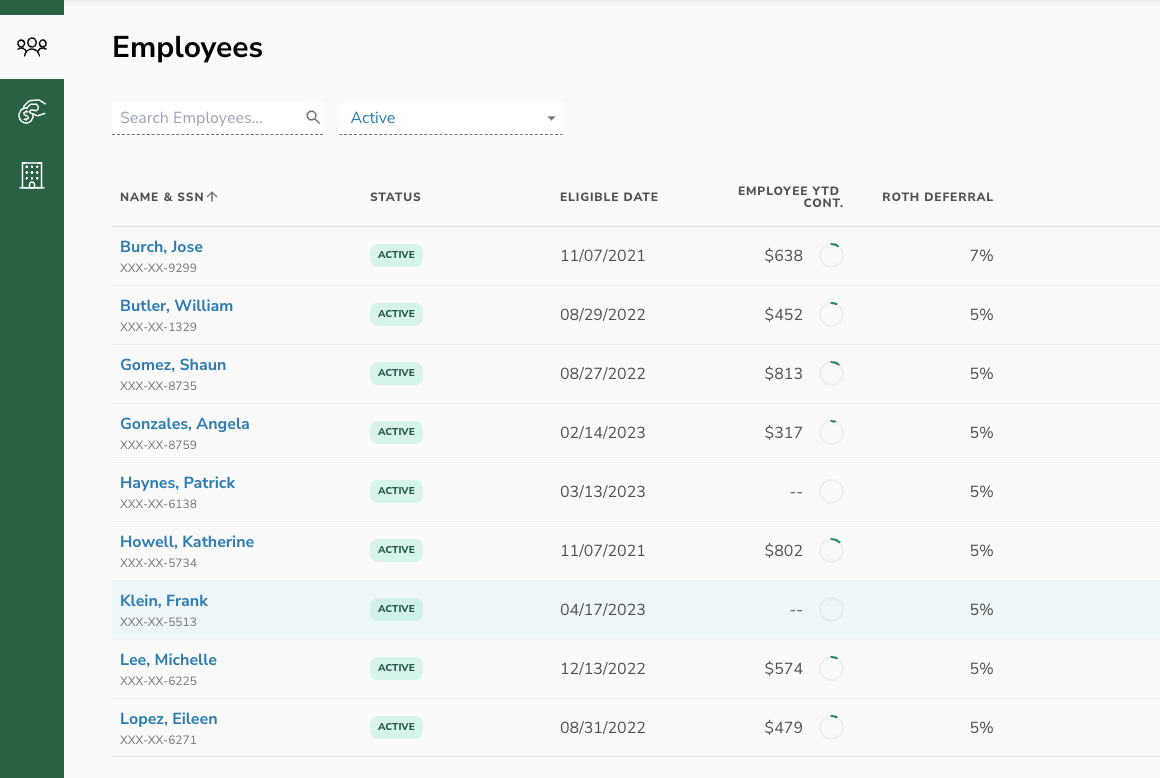 Employee roster