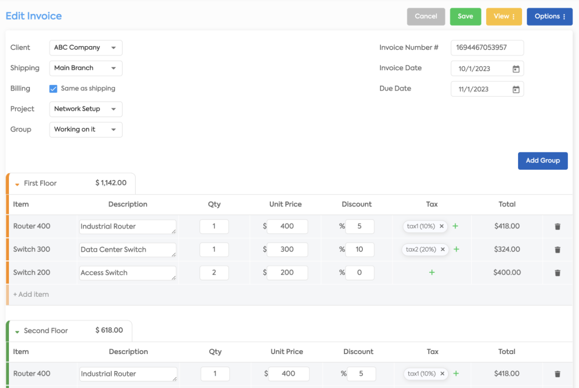 Invoicing