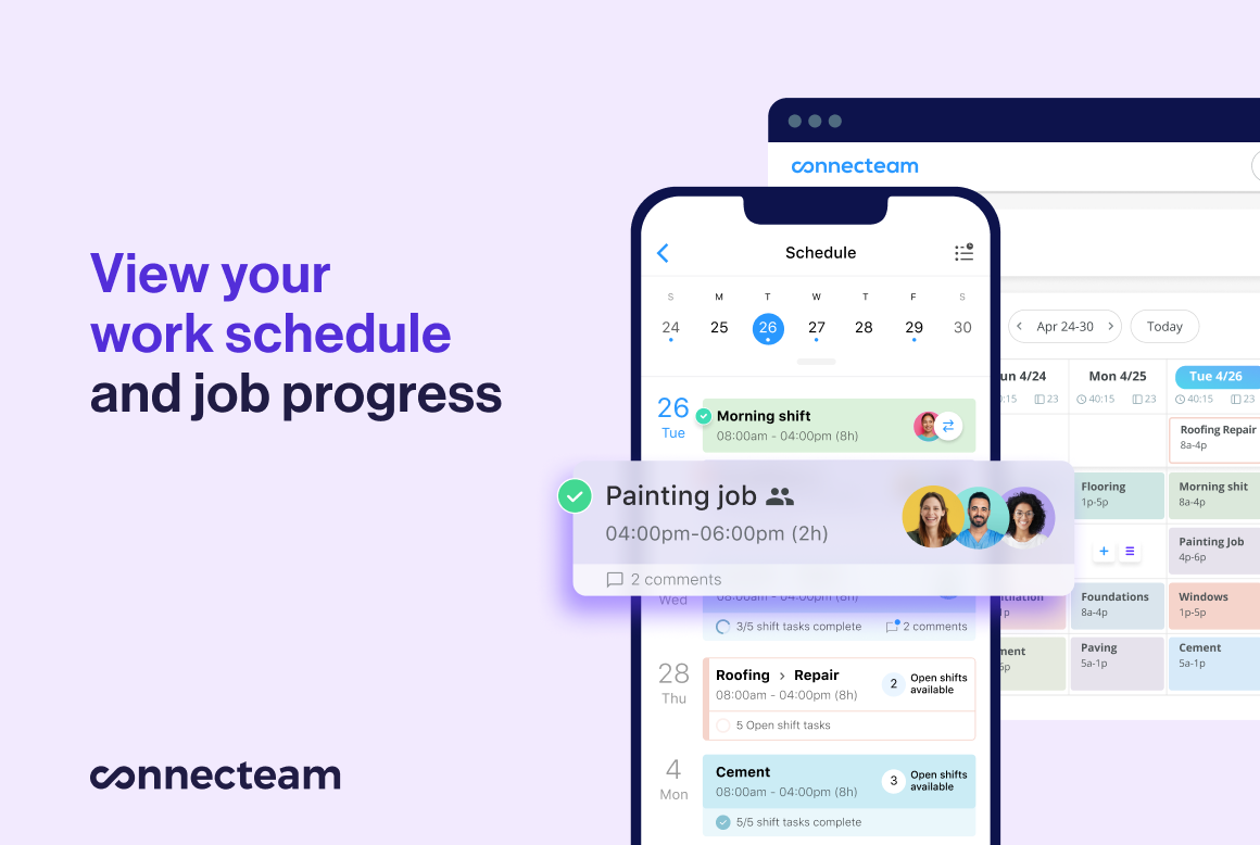 view your work schedule and job progress