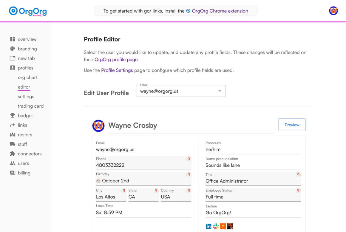 OrgOrg profile editor