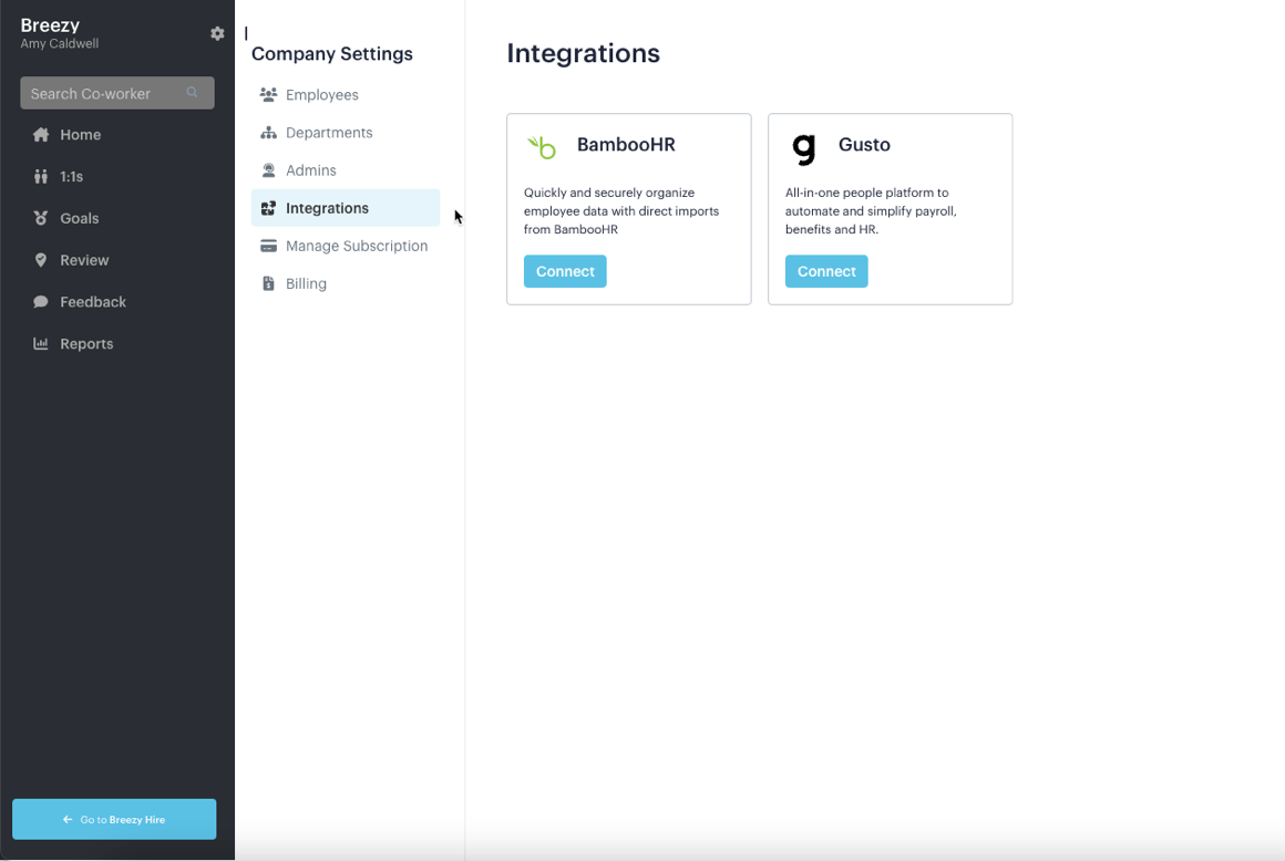 integrations page
