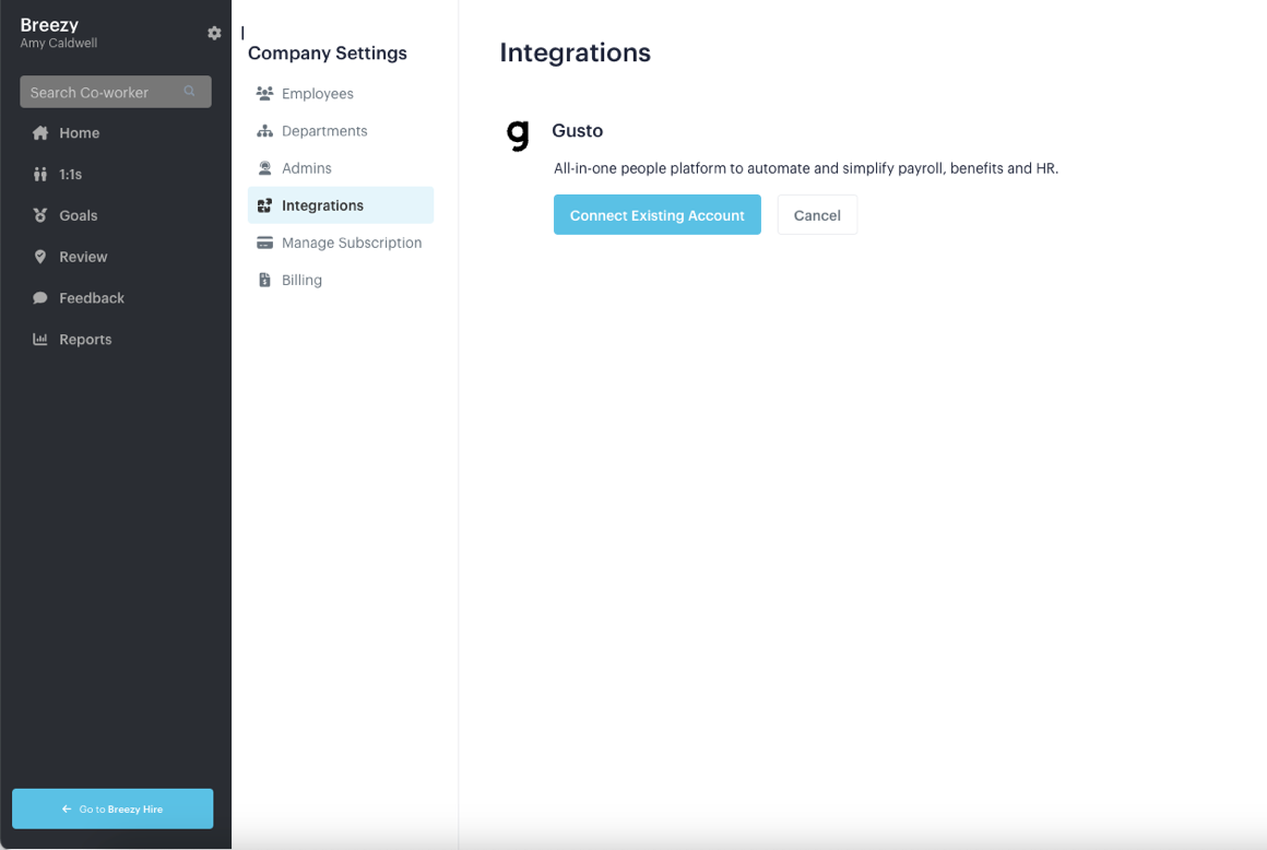 connect Gusto account