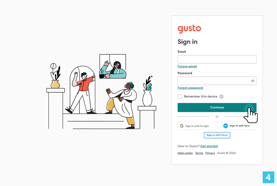 sign into Gusto and authorize connection to reach reporting