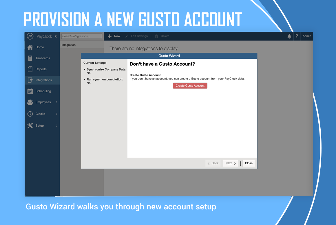 Provision a Gusto account