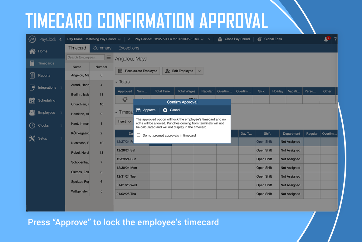 Approving hours to be sent to Gusto