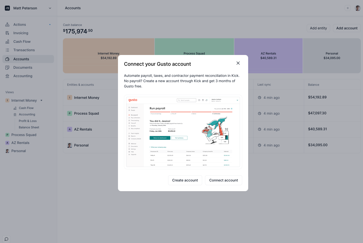 Provision new Gusto account from Kick